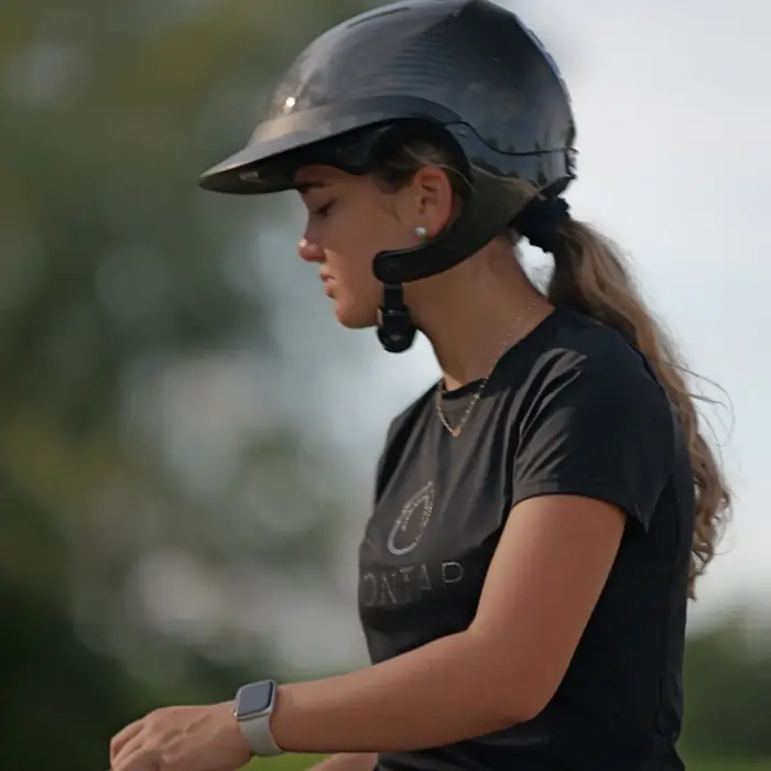 Rider in the saddle at L'Écurie