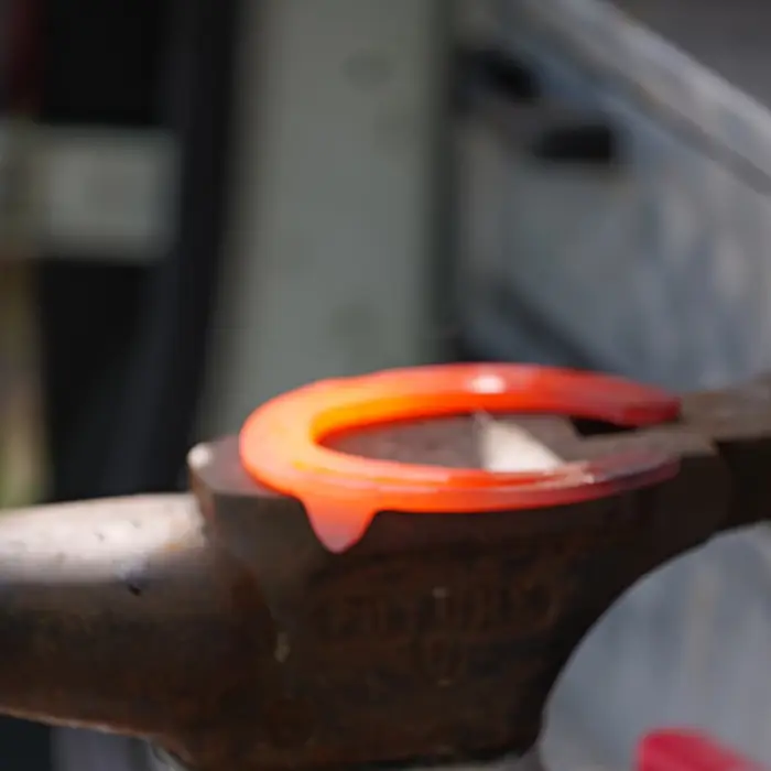 Hot horseshoe on the anvil
